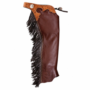 Chaps de Cuero Estilo Western para Hombre, de Cuero Genuino, con Flecos y Cierre de Hebilla, Ajuste Regular, con Bolsillo de Cuero, Accesorios Ecuestres - Product Image 1
