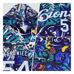 Sweat-shirt à capuche sportif 3D blanc royal avec motif graffiti brodé sur mesure, style streetwear urbain, broderie premium - Product Image 6
