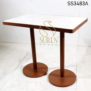 Mobilier de maison design indien table en bois marbrée de style industriel unique accents de fer fabriqués à la main pour les intérieurs d'hôtels en métal - Product Image 2