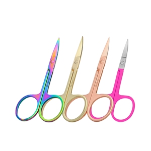 Professional Multi-Purpose <b>Small</b> Straight Stainless Steel Handle Right-Handed Eyebrow Scissors Sharp Salon Use Custom Logo - Product Image 1
