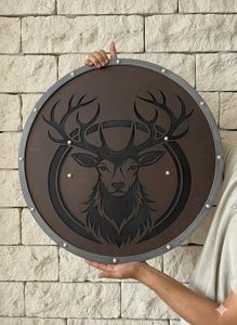 Bouclier Viking en bois sculpté à la main, motif bois de cerf, pour cosplay et décoration, cadeau d'Halloween - Product Image 2