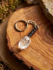 Indigo Obsidian Tumbled Stone <b>Key</b> <b>Ring</b> 25mm Polished <b>Crystal</b> Charm Portable Natural Stone Accessory For Gifts And Daily Use - Product Image 1