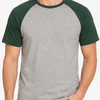 Premium Raglan Mouw Heren T-Shirt Custom Logo Bosgroen Grijs Tweekleurig Contrast Activewear Blank Casual T-Shirt