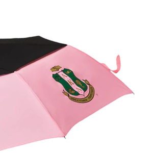 Parapluie automatique anti-vent AKA Hurricane de 28 pouces avec lettres de sororité brodées, rose, noir, vert, blanc - Product Image 3
