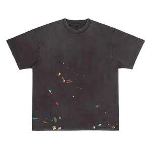 Camiseta de Algodón Suave al por Mayor, Camiseta con Efecto Desgastado, Camiseta Oversize para Hombre con Apliques Bordados - Product Image 1