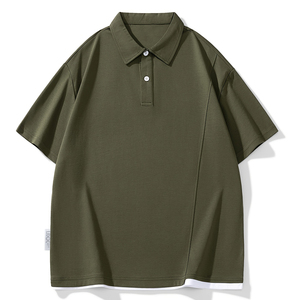 Camiseta Polo Blanca Holgada para Hombre, de Color Sólido, Corte Holgado, Manga Corta, Textura Acanalada, Cómoda e Informal, Camisetas para Hombre - Product Image 1