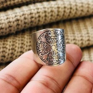 Latest Fashionable Wide band Brass <b>Ring</b> Vintage Silver Plated <b>Ring</b> Bold Etched <b>Statement</b> <b>Ring</b> Wholesale <b>Ring</b> For Men & Women - Product Image 6