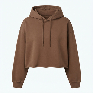 เสื้อฮู้ดดี้โอเวอร์ไซส์สีชมพูสำหรับผู้หญิง แขนยาว ทรงหลวม ไหล่ตก สไตล์ครอป เหมาะสำหรับฤดูใบไม้ร่วง - Product Image 6