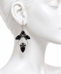 Wholesale Oxidized Silver <b>Black</b> <b>Onyx</b> Fashion <b>Earrings</b> | Handmade Boho Ethnic Dangle Jewelry - Product Image 1