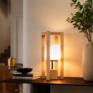 Lampe décorative de bureau, design moderne, lampe en bois, design moderne, lampe de table en bois massif pour chambre à coucher, salon - Product Image 3