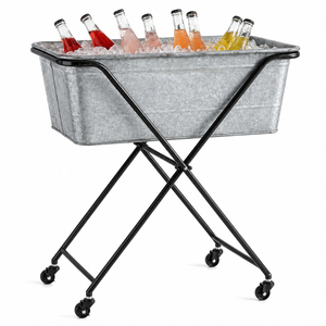 Wholesale Outdoor Party Galvanized Beverage Tub with Metal Stand Ribbed Wine Ice Bucket <b>Drink</b> <b>Cooler</b> for Bar Champagne Chiller - Product Image 3