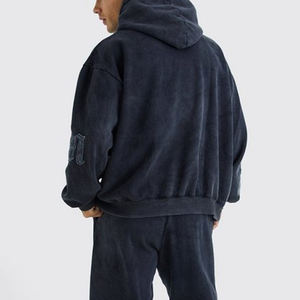 Conjuntos de Chándal Desgastados de 400 Gsm, Conjuntos Deportivos Vintage Personalizados, Pantalones y Sudadera con Capucha, Lavado Ácido, para Hombre - Product Image 5