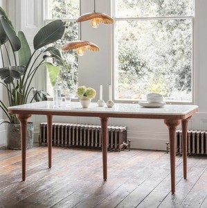 Ensemble de salle à manger en bois massif, table rectangulaire et chaises, meubles en bois rustiques et modernes pour la maison, la villa, l'hôtel - Product Image 4