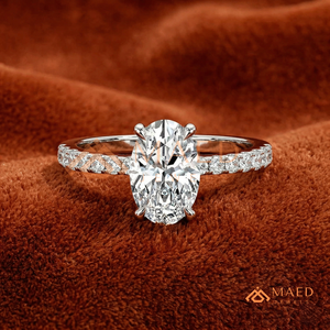 925 Sterling <b>Silver</b> Oval Cut Moissanite/Diamond Engagement <b>Ring</b> for Women, Full Pave Diamond Band <b>Solitaire</b> <b>Ring</b> - Product Image 1
