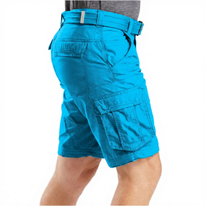 Shorts pour hommes, taille mi-haute, séchage rapide, style workwear, tissu en toile avec poches - Product Image 4