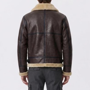 Men's Brown Shearling <b>Leather</b> <b>Jacket</b>, B3 Bomber Aviator Style, <b>Real</b> <b>Leather</b> Winter Coat, Gaming Cosplay <b>Jacket</b>, Halloween Costum - Product Image 2