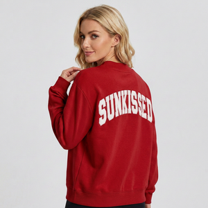 Custom Women Mock neck Sweatshirt Oversized Heavyweight Fleece <b>Pullover</b> with Back Chenille Letter Embroidery Streetwear <b>Jumpers</b> - Product Image 1