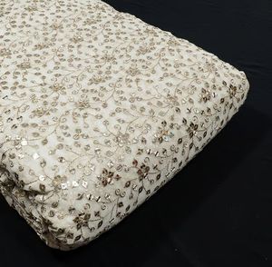 Luxury Heavyweight Embroidered <b>Sequin</b> Fabric Wave Design Mesh Lace <b>Material</b> for Evening Gown Wedding Dress Couture Apparel - Product Image 4