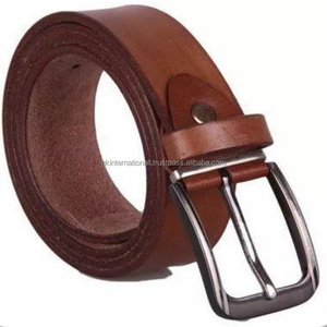 Cinturón de piel marrón para hombre, cinturón informal en todos los tamaños, hebilla única de latón sólido ajustable - Product Image 5