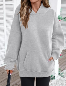 Sweat-shirt oversize pour femme, en jersey de polyester et coton, coupe ample, personnalisable sur le devant, grande taille, streetwear, respirant, hiver - Product Image 3
