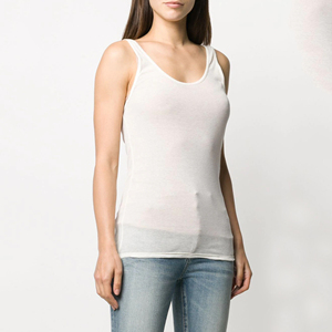 Débardeur en tricot pour femme, col rond, noir uni, décontracté, respirant, sans manches, longueur normale, 100% polyester - Product Image 3