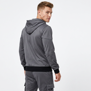 Conjunto Deportivo Casual de Otoño para Hombre, con Capucha, Color Sólido, Tejido de Poliéster y Algodón, Transpirable, con Múltiples Bolsillos, de Dos Piezas - Product Image 5