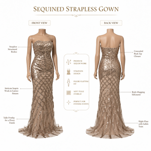 Luxury Strapless Mermaid Evening Gown Women | Embroidery Beading Formal Party Dress | Elegant Wedding Reception Prom Maxi Dress - Product Image 5