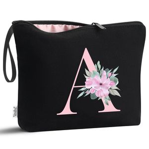 Borsa Cosmetica Nera Personalizzata per Donne, Regalo di Compleanno per Migliore Amica, Sposa, Damigella - Pochette Trucchi Personalizzata - Product Image 1