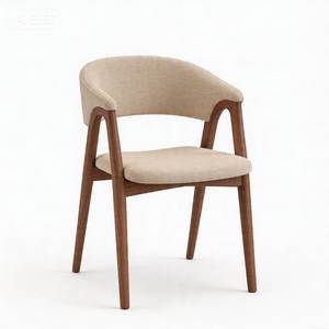 Chaise de salle à manger contemporaine en bois couleur noyer, fauteuil d'appoint élégant rembourré pour l'hôtellerie mondiale - Product Image 1