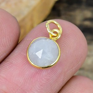 Natural White Sapphire Charm Oval Shape Gemstone Chain <b>Necklace</b> 18k Gold Micron Over 925 Sterling Silver - Product Image 4