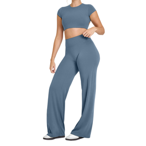 Pantalones de Yoga de Cintura Alta con Logotipo Personalizado, de Secado Rápido, Levanta Glúteos, Ajustados, de Pierna Ancha y Acampanados, Leggings Deportivos para Gimnasio y Fitness para Mujer - Product Image 2