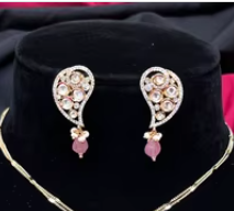 Conjunto de Collar con Colgante de Diamantes de Calidad Premium de Diseñador con Elegantes Aretes de Cadena de Cuentas, Elegante Amuleto para Mujer, Ideal para Fiestas - Product Image 2