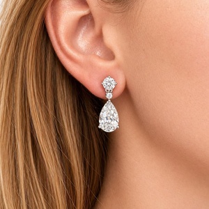 Sparkly 3CT Pear And Round Shaped Moissanite Dangle <b>Earrings</b> 925 Sterling <b>Silver</b> Fine Jewelry Promise Gift For Bride - Product Image 5