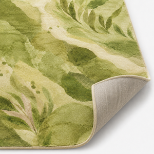 Tapis décoratif DECORDEC en laine vert sauge, motif botanique abstrait, écologique, antidérapant, tufté à la main, motif feuille aquarelle, olive - Product Image 4