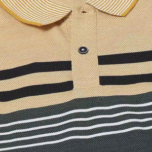 Polo en tricot rayé à manches courtes pour homme, personnalisable avec votre propre logo, design bicolore, coupe classique - Product Image 6