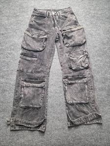 Unisex High Quality Customizable Denim <b>Jeans</b> 100% Cotton Colored Wash Lightweight Woolen Embroidered <b>Elastic</b> <b>Waist</b> Custom Logo - Product Image 2