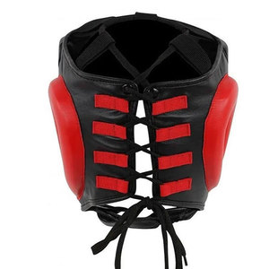 <b>Boxing</b> Head Guard PU Leather Black White Adjustable Hook Loop Closure Double Visor Protective Gear for Children Unisex Universal - Product Image 4