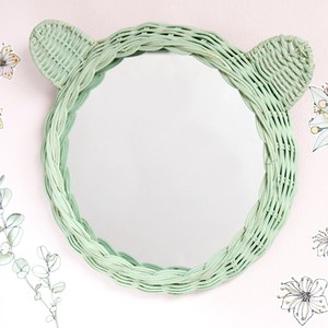 Tendance chaude rotin lapin lapin miroirs enfants chambre décor meilleure vente osier fabriqué à la main beau miroir suspendu - Product Image 3
