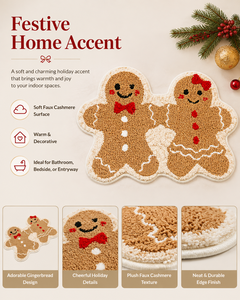 Alfombra de suelo de dibujos animados con diseño de hombre de jengibre navideño en relieve, hecha a mano, decoración navideña para habitación, suave, ecológica, para interiores. - Product Image 5