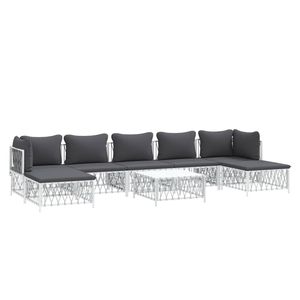 Ensemble de salon de jardin en tissu tissé blanc avec structure en acier thermolaqué et matériau Textilene durable - Product Image 3