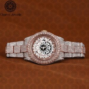 Montre ronde de luxe Charm_Jewells en acier inoxydable 40 mm avec verre saphir, mouvement à quartz analogique, fermoir pliant, unisexe - Product Image 1