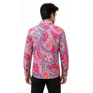 เสื้อเชิ้ตแขนยาวลายดอกไม้เพสลีย์สำหรับผู้ชาย เสื้อแฟชั่นทำงานผ้าโพลีเอสเตอร์ระบายอากาศได้ดี - Product Image 5