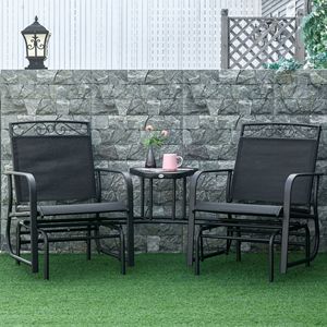 Sedia a dondolo da esterno a 2 posti con tavolino, design traspirante per veranda e giardino, ideale per il giardino di casa, per donna - Product Image 2