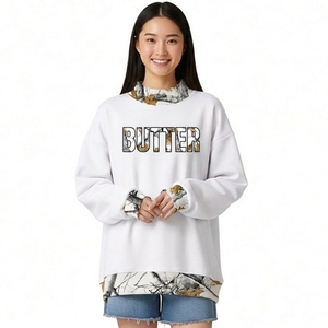 Custom <b>Women</b> Oversized <b>White</b> Mockneck <b>Sweatshirt</b> Custom BUTTER Graphic Tree Branch Camo Trim Pullover Casual Loose Fit - Product Image 1