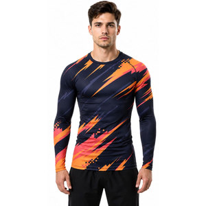 T-shirt de course pour homme en coton et élasthanne à manches longues, coupe ajustée, séchage rapide, compression, vente en gros du fabricant - Product Image 4