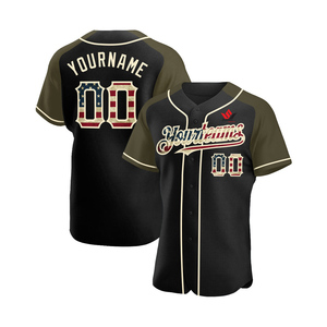 Camiseta de Béisbol Personalizada con la Bandera Estadounidense, Negra y Verde Oliva, Sublimada, Unisex, para Adultos, Manga Corta, Cierre de Botones, Transpirable, Uniforme de Equipo - Product Image 1