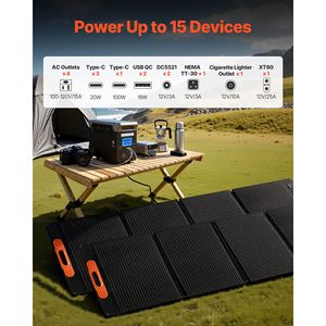 Station d'alimentation portable avec panneaux solaires 200W et générateur solaire 3000W, batterie de secours LiFePO4 3072Wh, station d'alimentation 15 pouces - Product Image 6