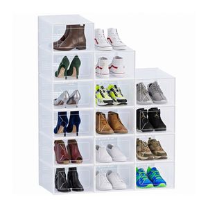 Clear Plastic Stackable Shoe Storage <b>Box</b> 10 or 15 Pack Foldable Organizer for Sneakers and <b>Hats</b> - Product Image 2
