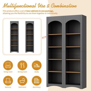 Libreria autoportante TREND a 5 ripiani, set da 2, scaffali in stile rustico, mobile contenitore bicolore con ripiani regolabili - Product Image 3