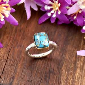 925 Sterling Silver Natural Blue Copper <b>Turquoise</b> Handmade Gemstone Silver <b>Ring</b> Gemstone Jewelry Statement Wedding Gift <b>Ring</b> - Product Image 3